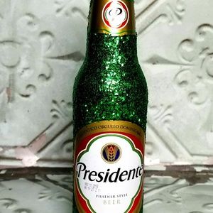 Upscaled Empty Glitter Presidente Alcohol Bottle